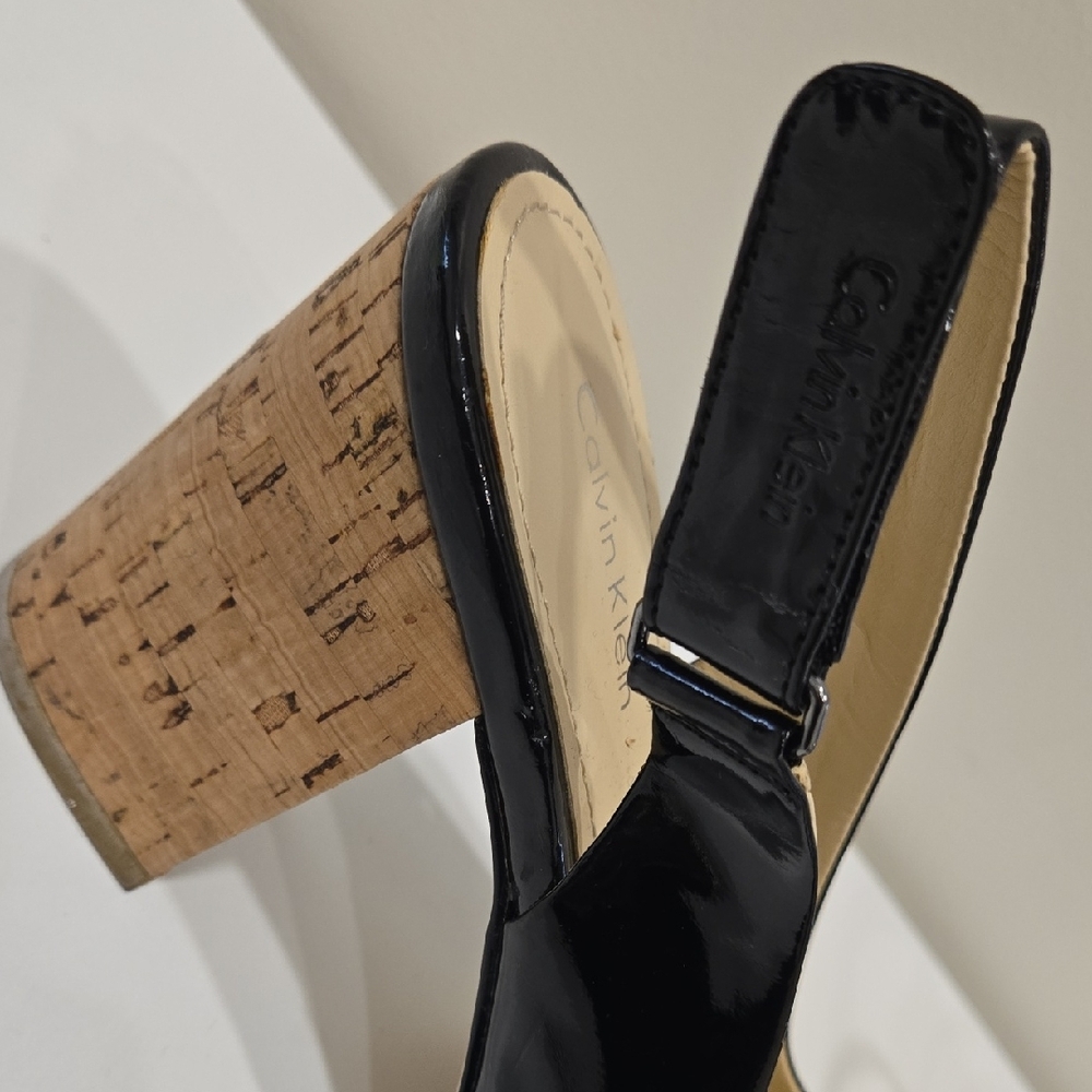 Calvin Klein Glossy Black Slingback Heels - Picture 5 of 7